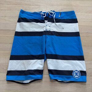 DC Shoes Striped Boardshorts Blue/Black/White Men's 34